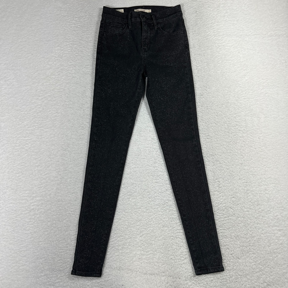 Levi Premium Super Skinny 720 Black Hi-Rise Stretch Glitter Jeans 24 (24x28.5)